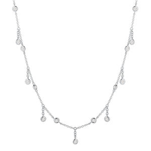 Diamond Fringe Necklace  14k white gold, 2.15 grams, 15 round diamonds weighing .27 carats.