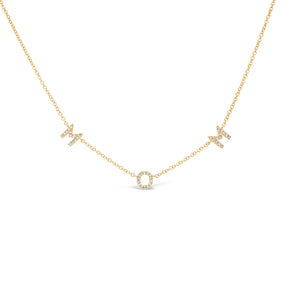 Diamond Mom Necklace  -14k gold weighing 1.68 grams  -40 round diamonds weighing .09 carats