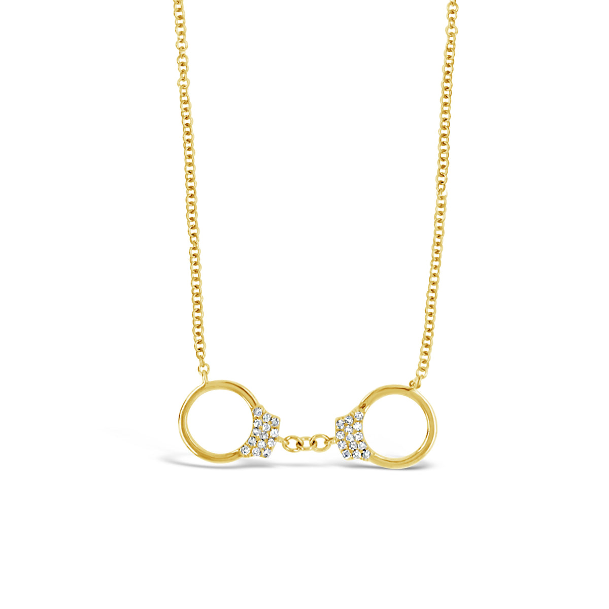 Diamond Handcuffs Necklace  -14K gold weighing 1.97 grams  -28 round diamonds totaling .07 carats