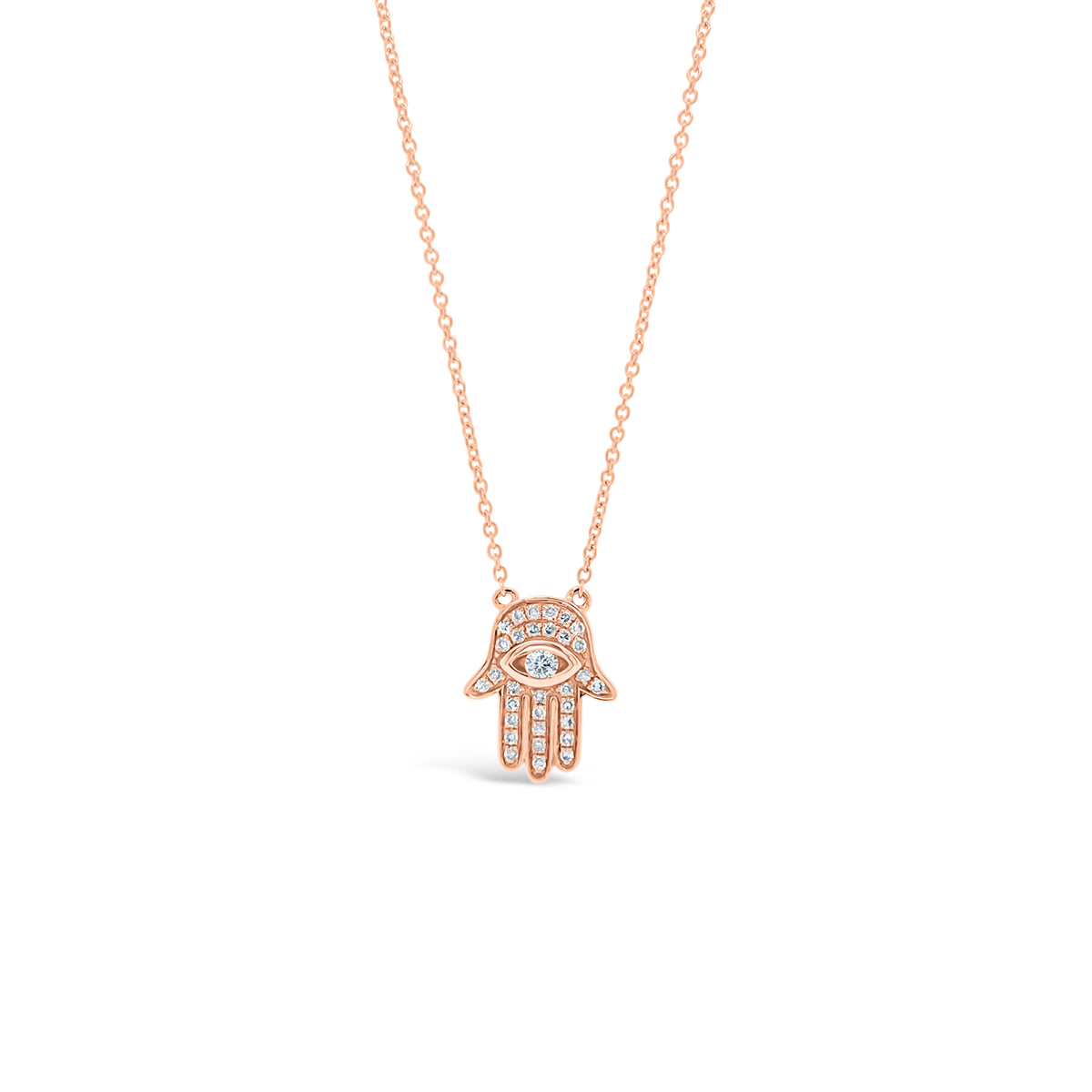 Pave Diamond Hamsa Pendant  -14K gold weighing 2.15 grams  -32 round diamonds totaling 0.11 carats