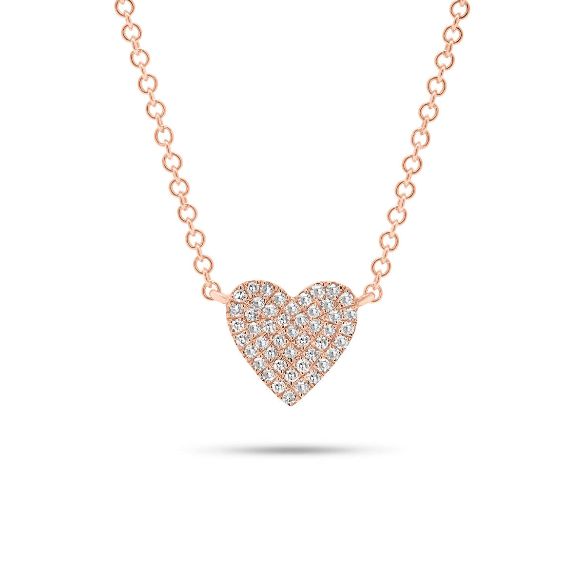 Pave Diamond Classic Heart Pendent Necklace - 14K gold weighing 1.65 grams  - 45 round diamonds weighing 0.10 carats