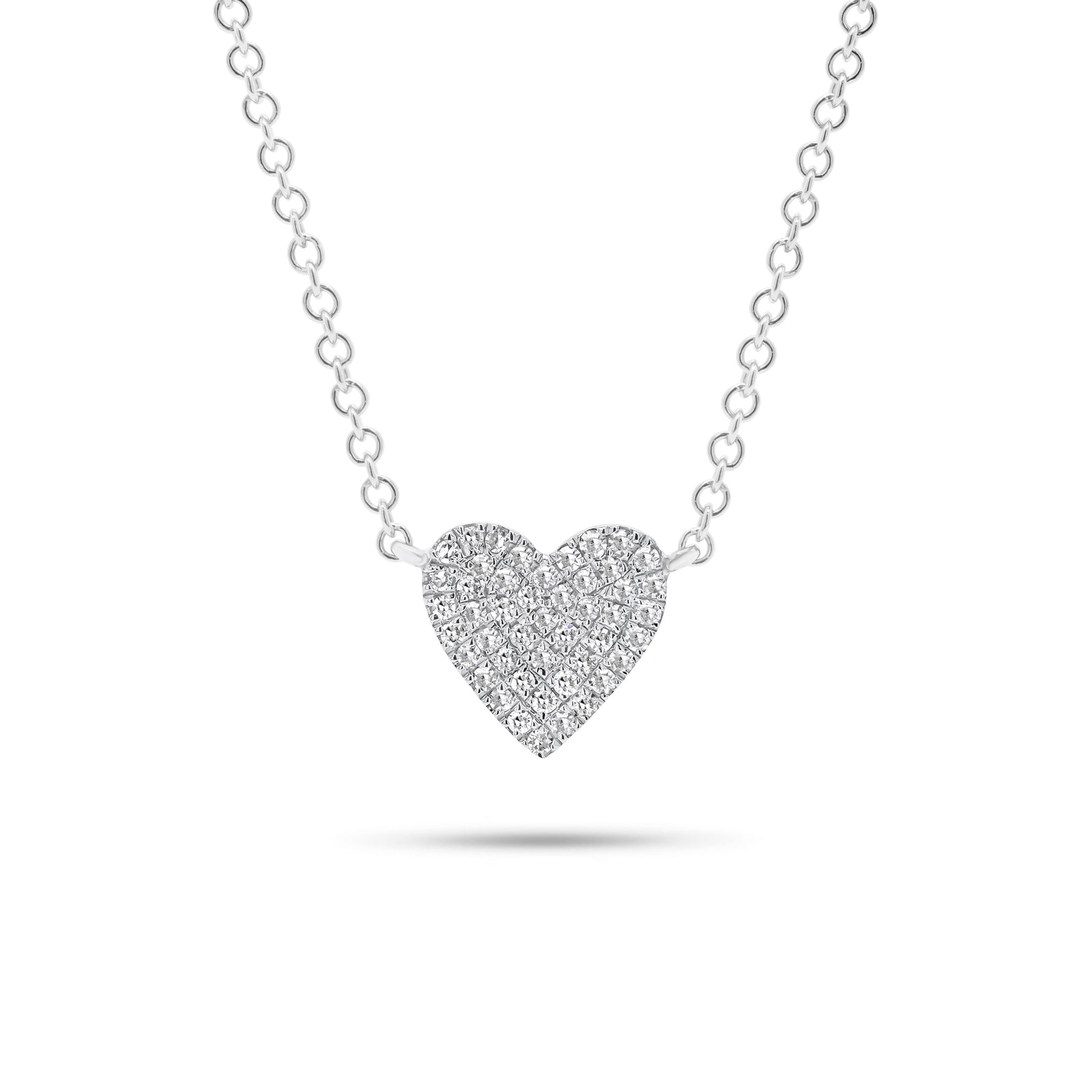 Pave Diamond Classic Heart Pendent Necklace - 14K gold weighing 1.65 grams  - 45 round diamonds weighing 0.10 carats