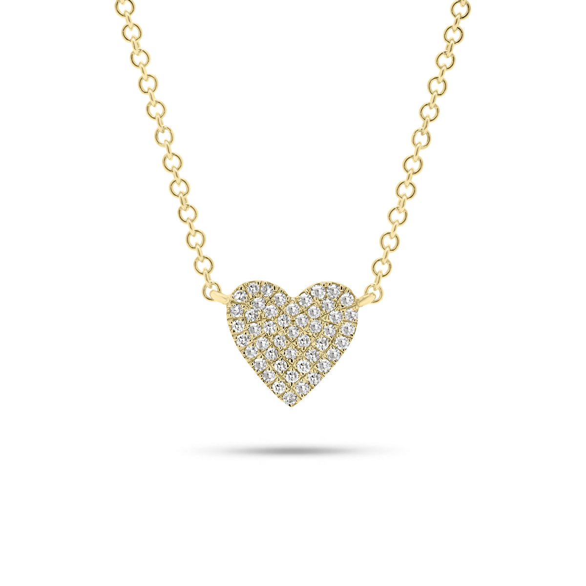Pave Diamond Classic Heart Pendent Necklace - 14K gold weighing 1.65 grams  - 45 round diamonds weighing 0.10 carats
