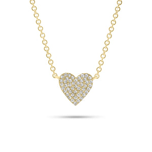 Pave Diamond Classic Heart Pendent Necklace - 14K gold weighing 1.65 grams  - 45 round diamonds weighing 0.10 carats