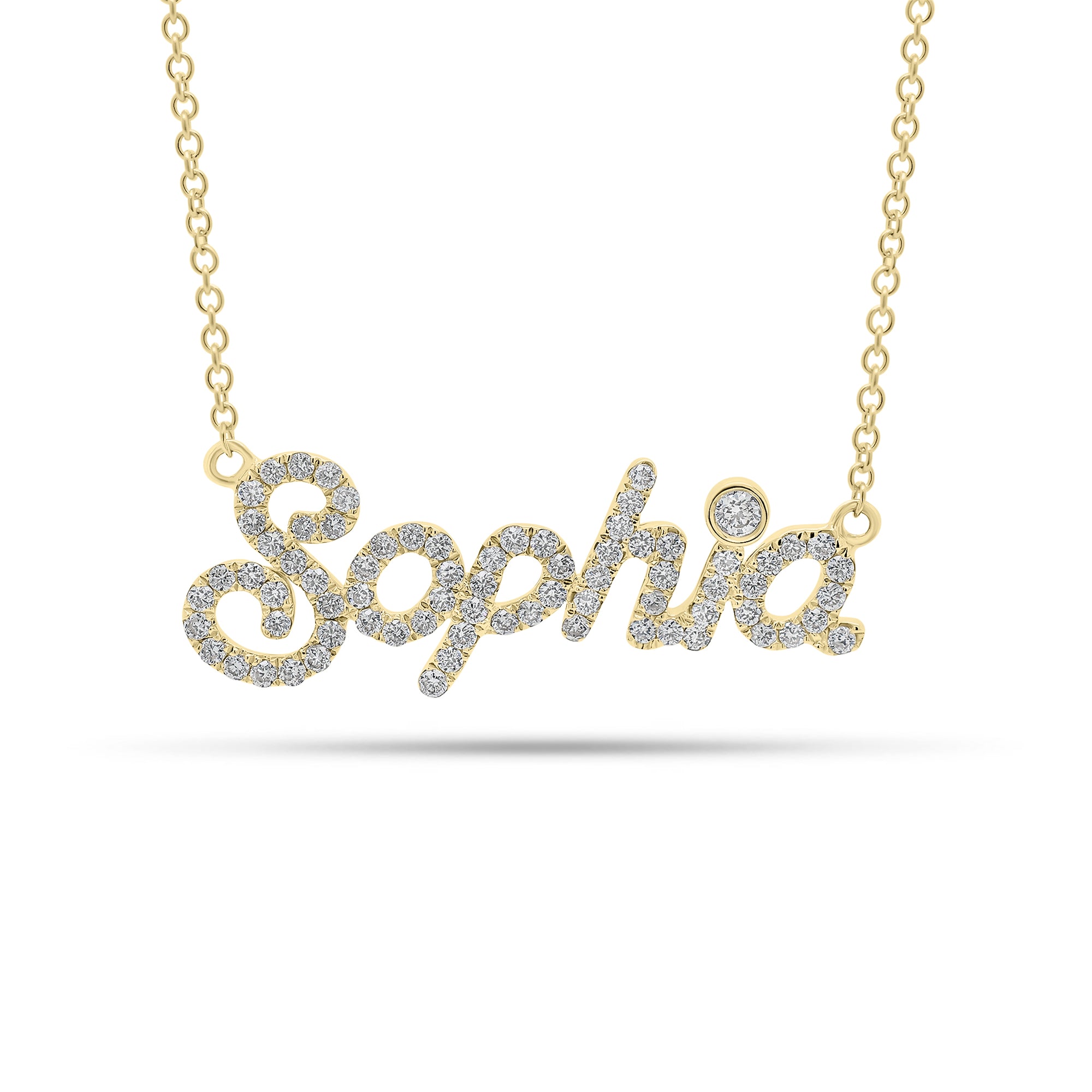 Diamond Nameplate Necklace  - 14K gold weighing 2.51 grams