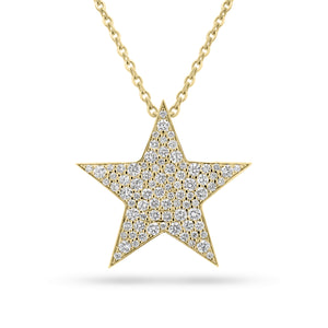 Diamond Classic Star Pendant  - 14K gold weighing 8.3 grams  - 0.97 cts round diamonds
