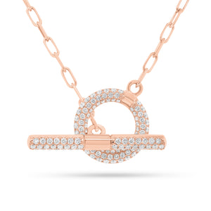 Pave Diamond Toggle Pendant Necklace - 18K rose gold weighing 9.62 grams  - 130 round diamonds weighing 1.20 carats