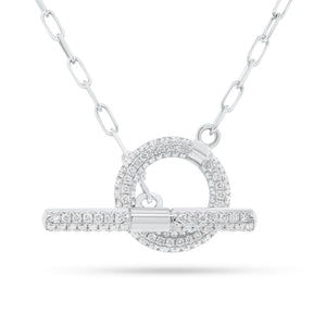 Pave Diamond Toggle Pendant Necklace - 18K white gold weighing 9.62 grams  - 130 round diamonds weighing 1.20 carats