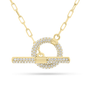 Pave Diamond Toggle Pendant Necklace - 18K yellow gold weighing 9.62 grams  - 130 round diamonds weighing 1.20 carats