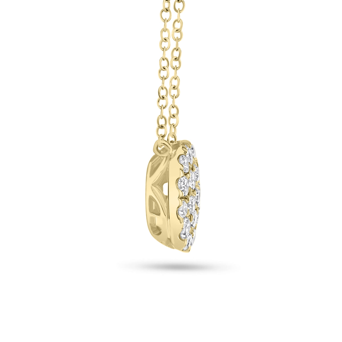 Diamond Disc Pendant  - 14K gold weighing 2.3 grams  - 0.43 cts 19 round diamonds