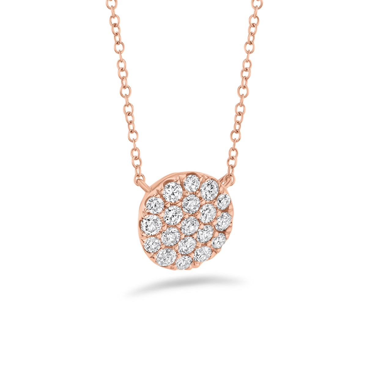 Diamond Disc Pendant  - 14K gold weighing 2.3 grams  - 0.43 cts 19 round diamonds