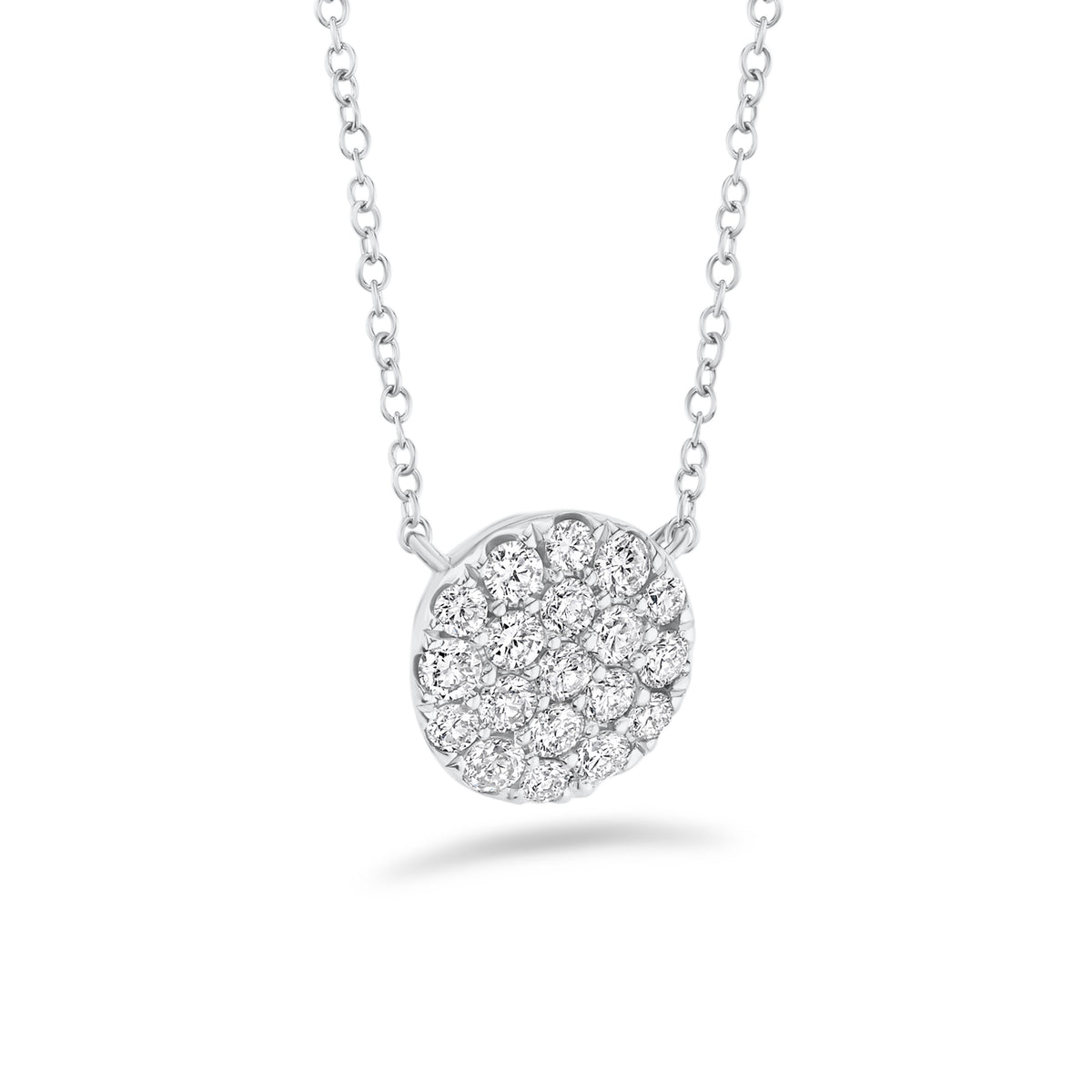 Diamond Disc Pendant  - 14K gold weighing 2.3 grams  - 0.43 cts 19 round diamonds