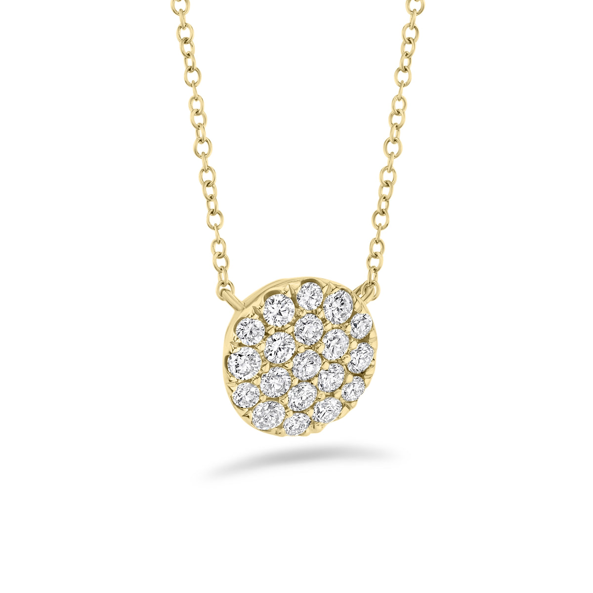 Diamond Disc Pendant  - 14K gold weighing 2.3 grams  - 0.43 cts 19 round diamonds