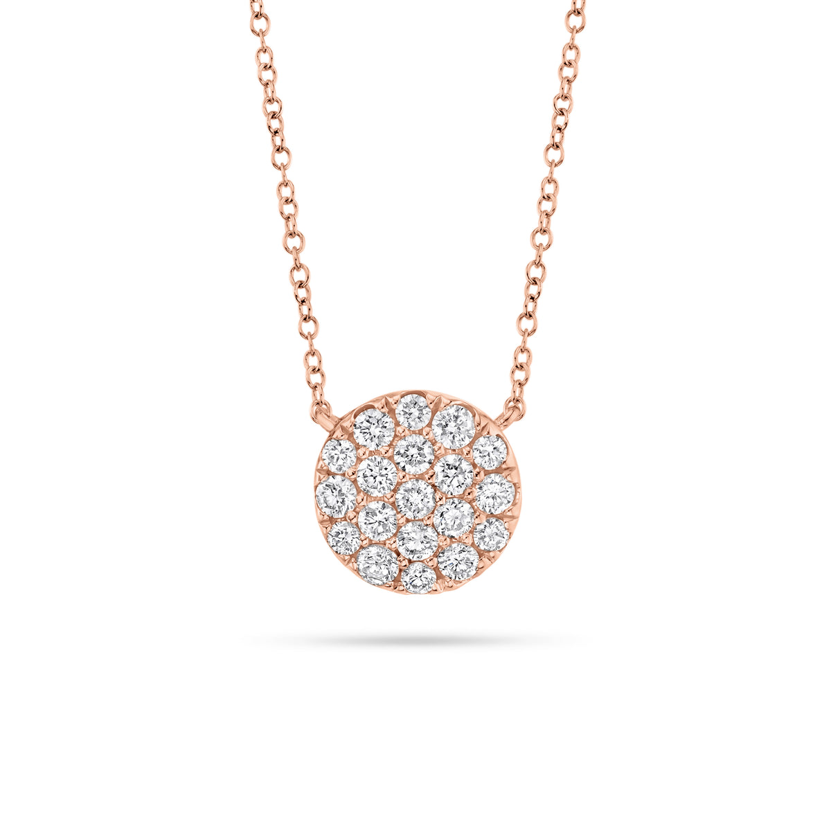 Diamond Disc Pendant  - 14K gold weighing 2.3 grams  - 0.43 cts 19 round diamonds