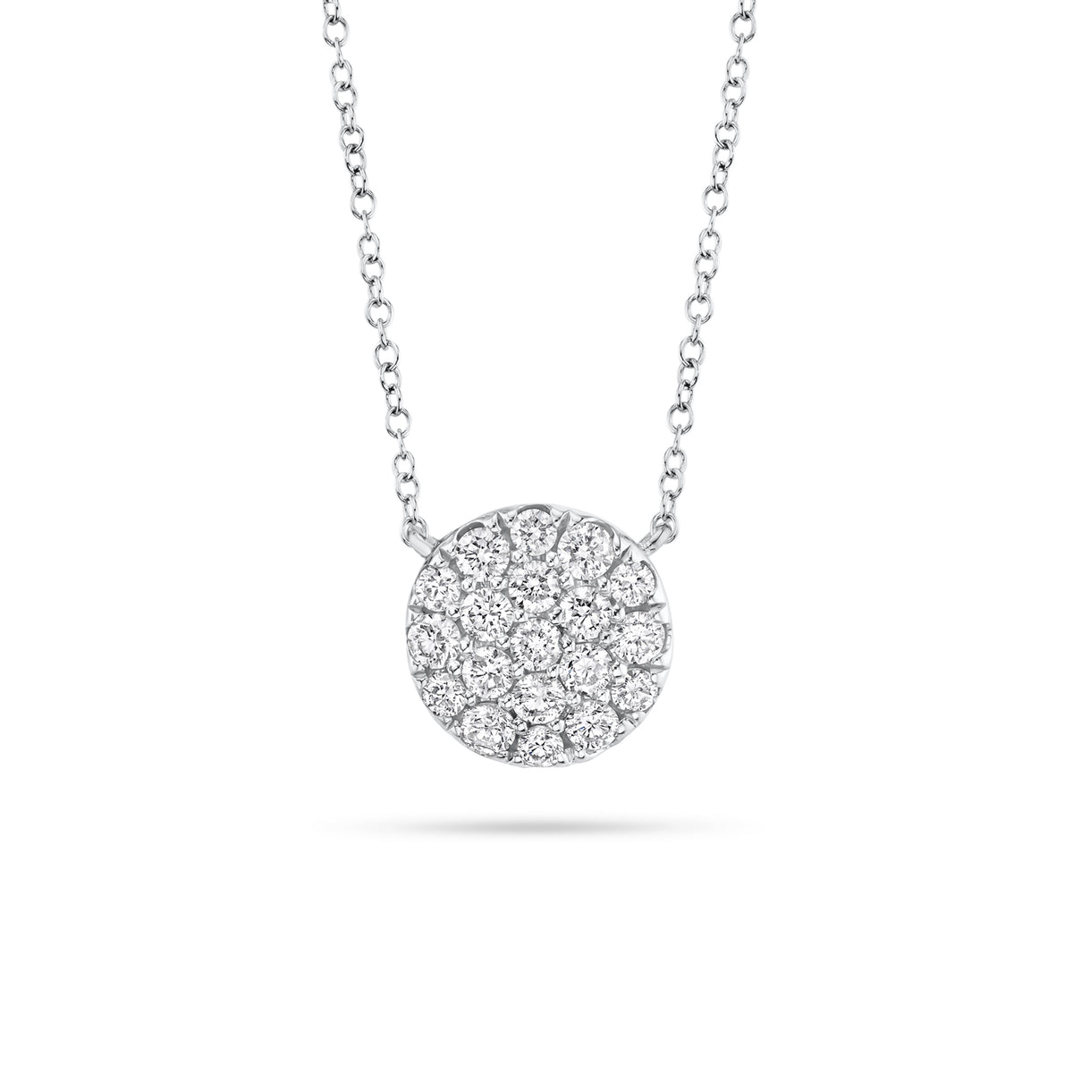 Diamond Disc Pendant  - 14K gold weighing 2.3 grams  - 0.43 cts 19 round diamonds