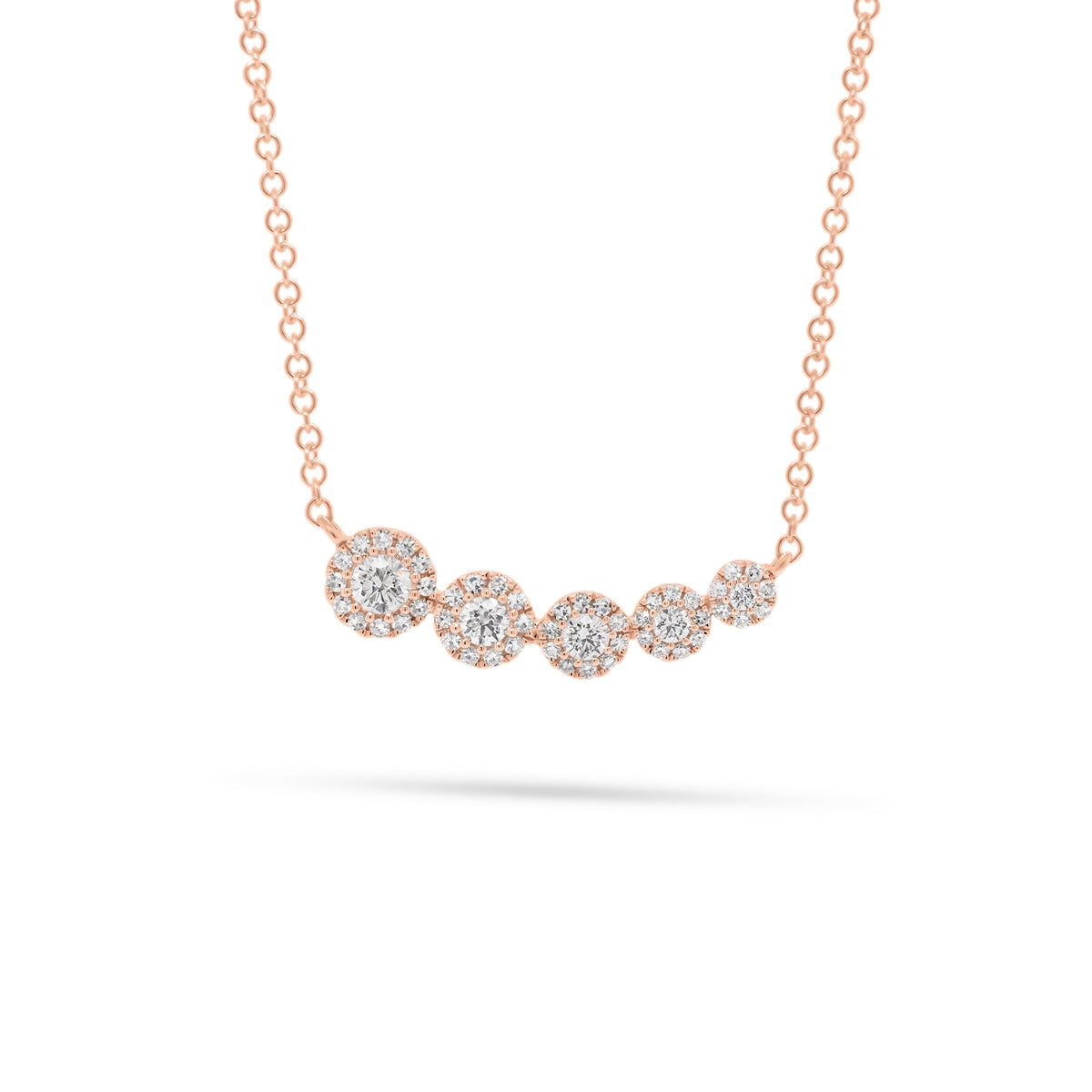 Halo Diamond Bar Pendant  - 14K gold  - 0.32 cts round diamonds