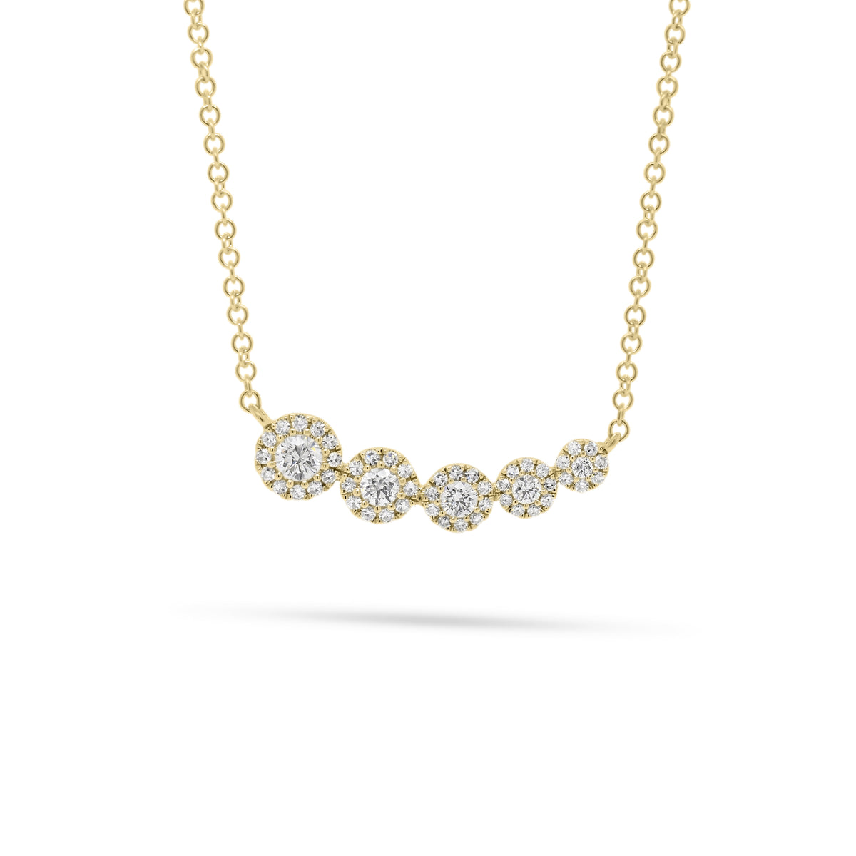 Halo Diamond Bar Pendant  - 14K gold  - 0.32 cts round diamonds