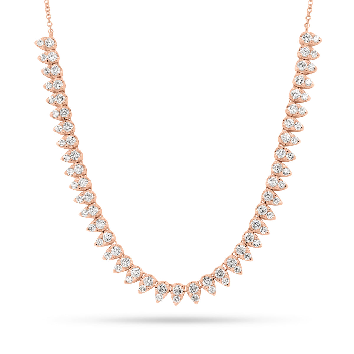Diamond Teardrops Necklace  - 14K gold weighing 6.75 grams  - 82 round diamonds totaling 2.00 carats
