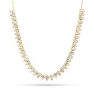 Diamond Teardrops Necklace  - 14K gold weighing 6.75 grams  - 82 round diamonds totaling 2.00 carats
