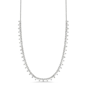 Baguette & Round Diamond Fashion Necklace - 14K gold weighing 6.00 grams - 38 slim baguettes totaling 1.81 carats - 37 round diamonds totaling 0.59 carats
