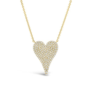 Diamond Medium Elongated Heart Pendant Necklace  -14K yellow gold weighing 3.50 grams  -116 round diamonds totaling 0.44 carats