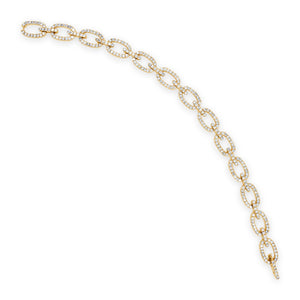 Diamond Eternity Link Bracelet -14K yellow gold weighing 13.88 grams -286 round diamonds totaling 3.51 carats