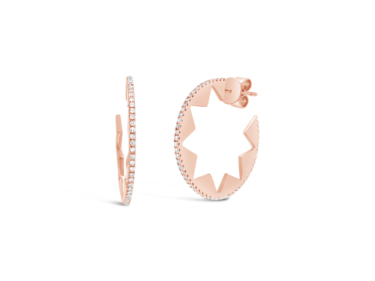 Diamond star cut-out cocktail earrings -14k gold weighing 4.75 grams  -110 round diamond weighing .44 carats