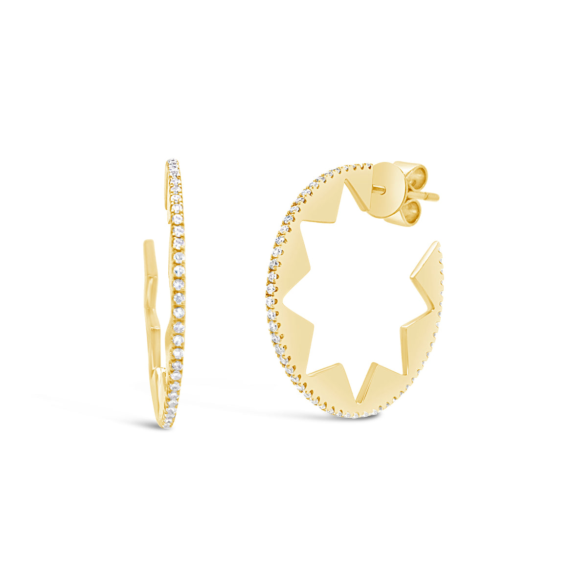 Diamond star cut-out cocktail earrings -14k gold weighing 4.75 grams  -110 round diamond weighing .44 carats