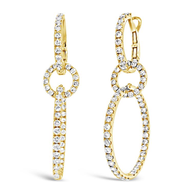 Diamond Dangle Cocktail Earrings  -14K gold weighing 5.56 grams  -134 round diamonds totaling 2.65 carats