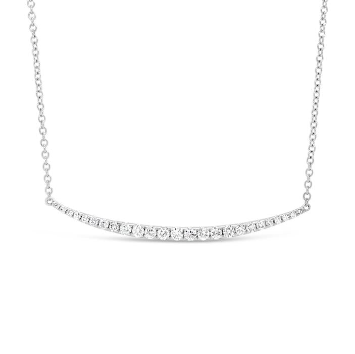 Diamond Graduated Bar Necklace  -14K gold weighing 3.21 grams  -25 round diamonds totaling 0.50 carats