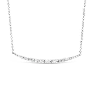 Diamond Graduated Bar Necklace  -14K gold weighing 3.21 grams  -25 round diamonds totaling 0.50 carats
