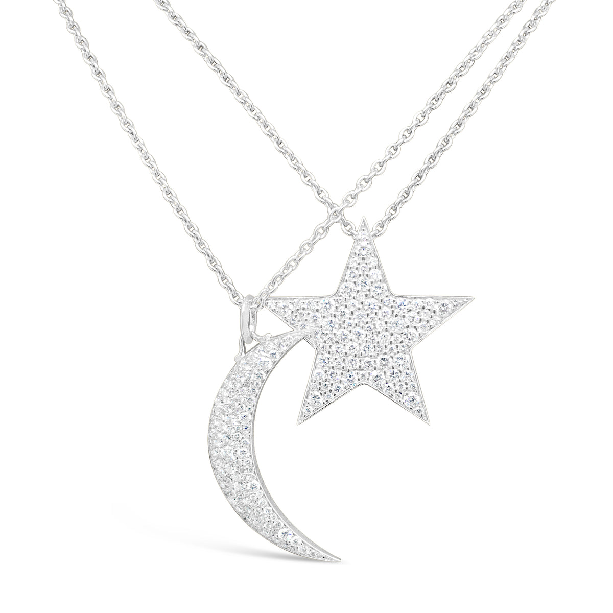 Pave Diamond Crescent Moon Pendant  -14K gold weighing 5.0 grams  -Round diamonds totaling 0.65 carats