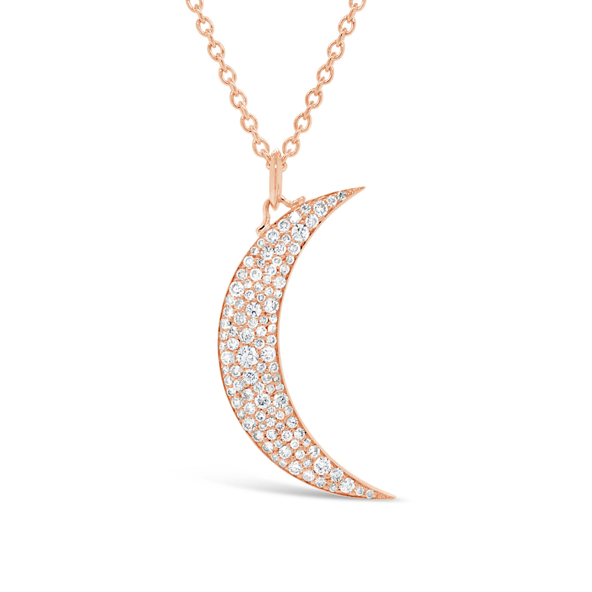 Pave Diamond Crescent Moon Pendant  -14K gold weighing 5.0 grams  -Round diamonds totaling 0.65 carats