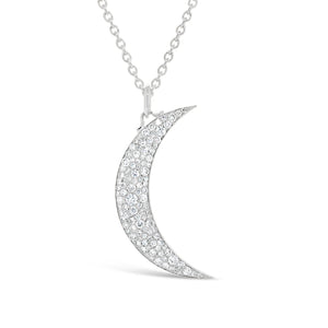 Pave Diamond Crescent Moon Pendant  -14K gold weighing 5.0 grams  -Round diamonds totaling 0.65 carats