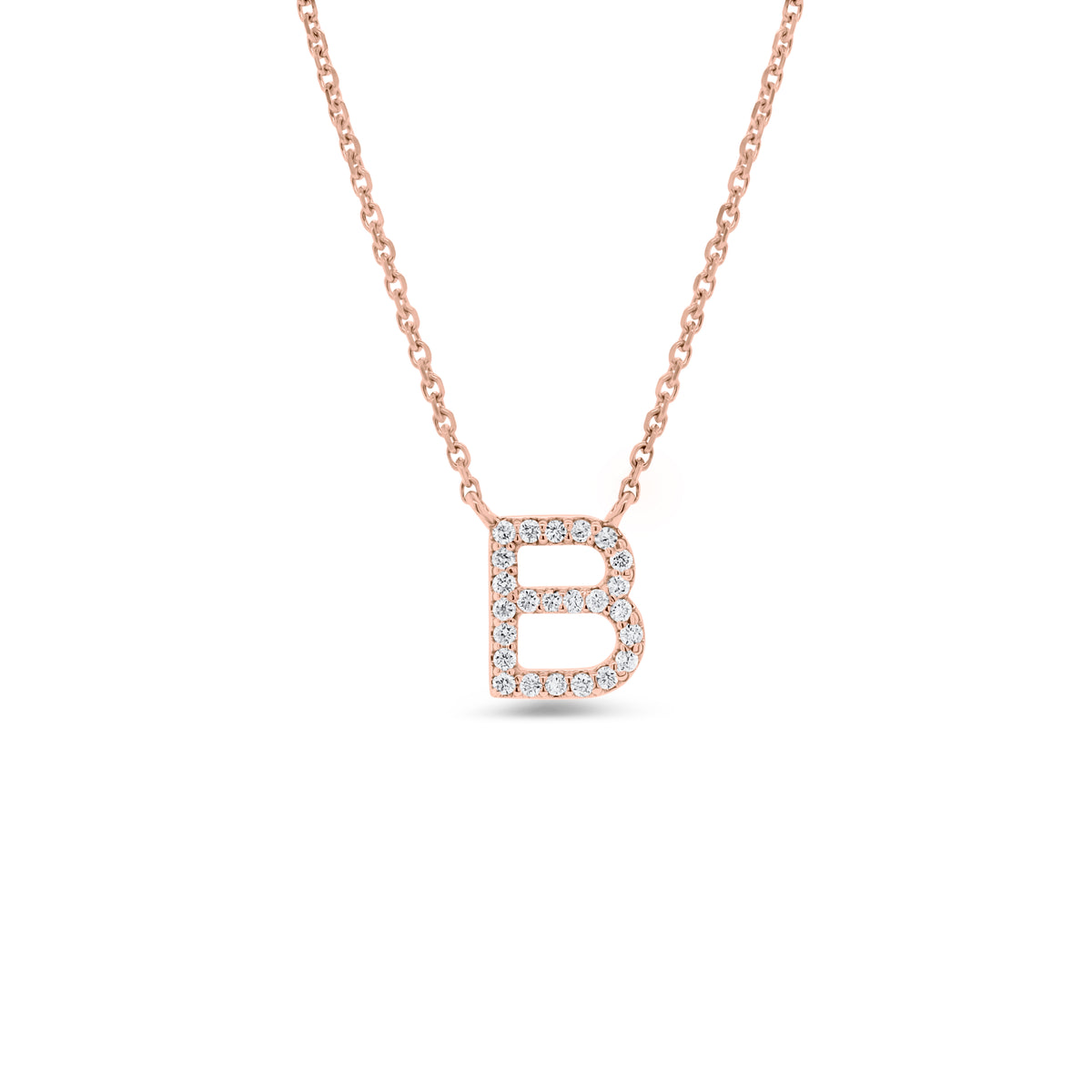 Diamond Uppercase Initial Pendant  - 14K gold weighing 1.73 grams  - 15 round diamonds totaling 0.07 carats