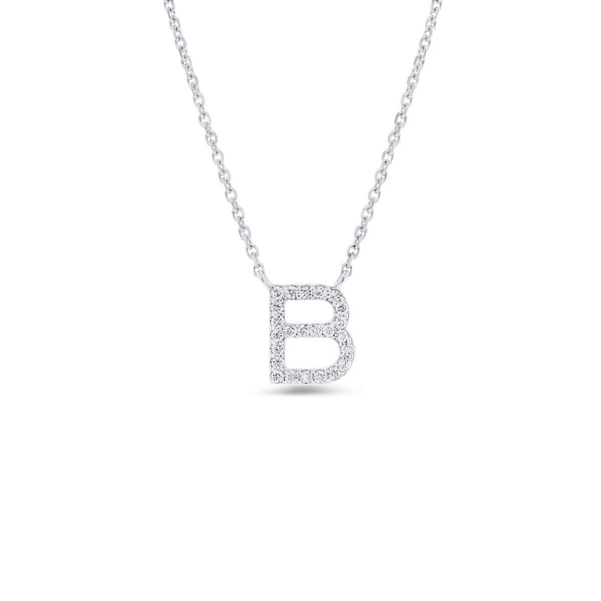 Diamond Uppercase Initial Pendant  - 14K gold weighing 1.73 grams  - 15 round diamonds totaling 0.07 carats