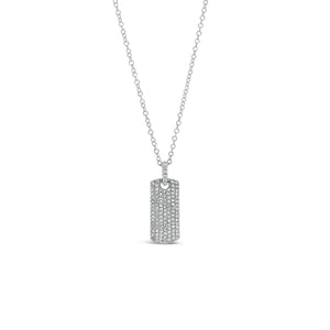 Diamond Dog Tag Necklace with Diamond Bail  - 14K gold weighing 2.18 grams  - 112 round diamonds totaling 0.23 carats