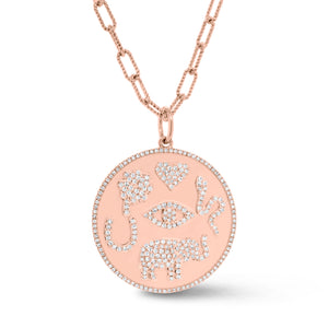 Diamond Good Luck Charm Necklace - 14K gold weighing 4.24 grams - 277 round diamonds totaling 0.64 carats