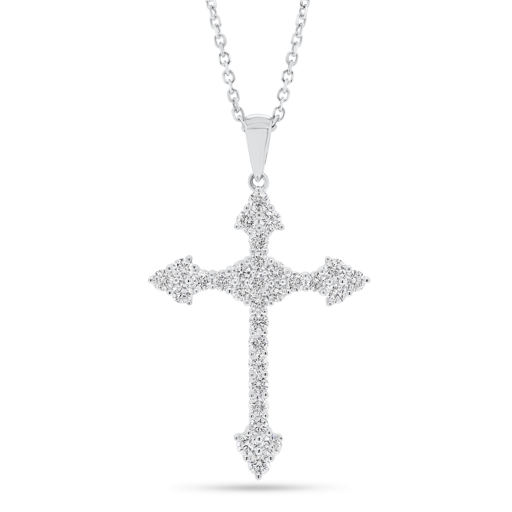 Pave Diamond Cross Pendant -18K white gold weighing 1.81 grams   -30 round diamonds weighing 0.74 carats 