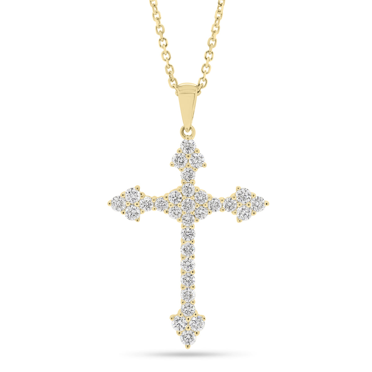 Pave Diamond Cross Pendant -18K yellow gold weighing 1.81 grams   -30 round diamonds weighing 0.74 carats 