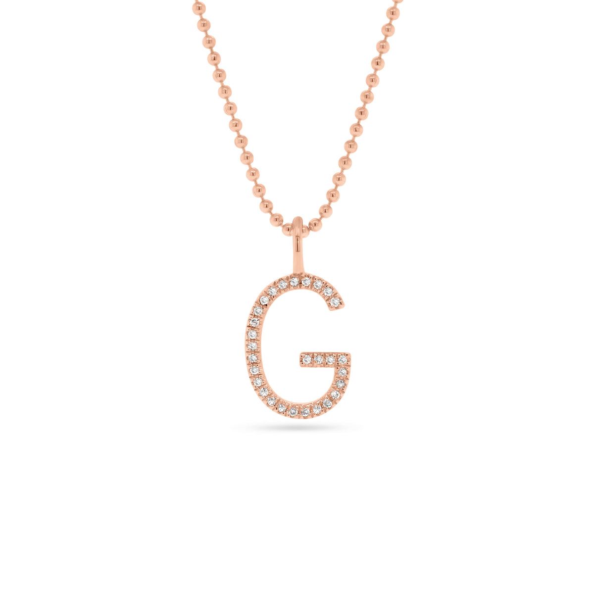 Diamond Initial Pendant  - 14K gold weighing 0.59 grams  - 29 round diamonds totaling 0.08 carats