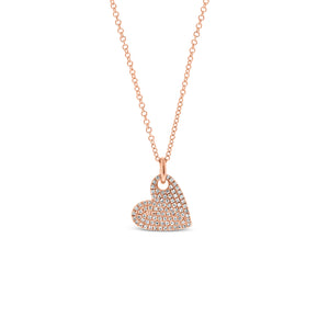 Diamond Heart Shape Pendant - 14K gold weighing 2.23 grams  - 90 round diamonds totaling 0.20 carats