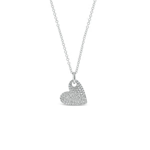 Diamond Heart Shape Pendant - 14K gold weighing 2.23 grams  - 90 round diamonds totaling 0.20 carats