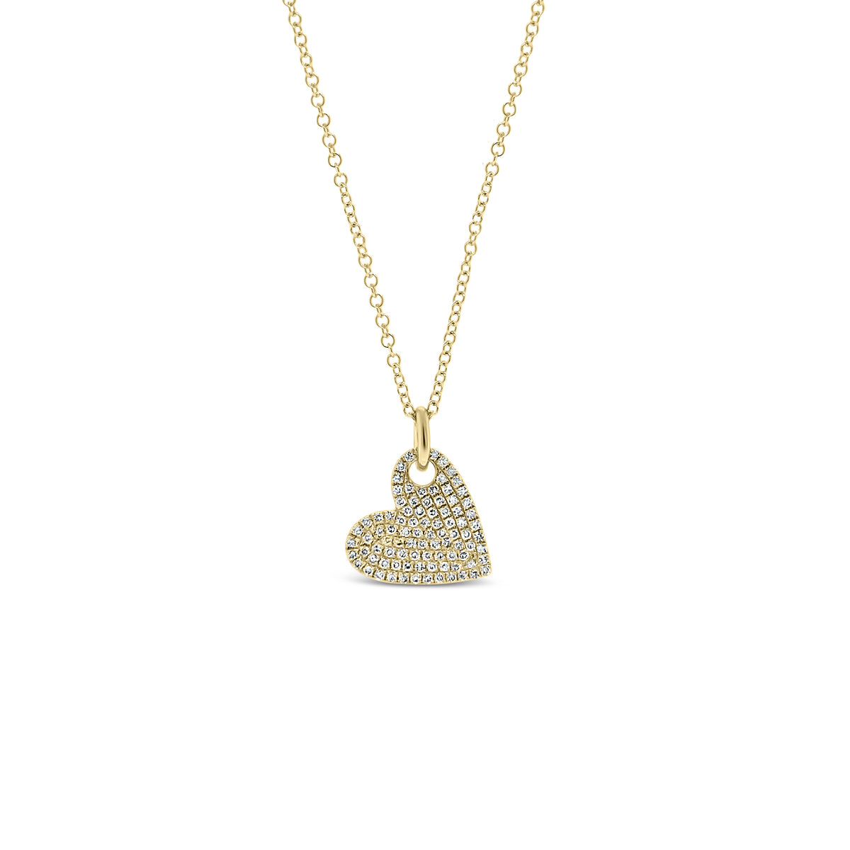 Diamond Heart Shape Pendant - 14K gold weighing 2.23 grams  - 90 round diamonds totaling 0.20 carats
