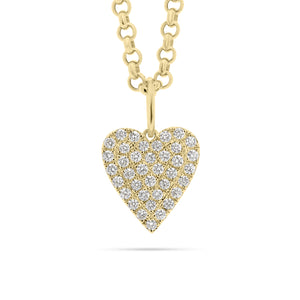 Full Cut Diamond Classic Heart Pendant - 14K yellow gold weighing 1.95 grams  - 38 round diamonds totaling 0.64 carats