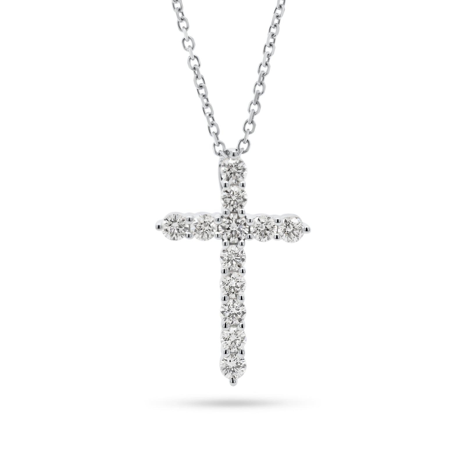 Diamond 12-Stone Cross Pendant  - 14K gold weighing 2.85 grams  - 12 round diamonds totaling 0.56 carats