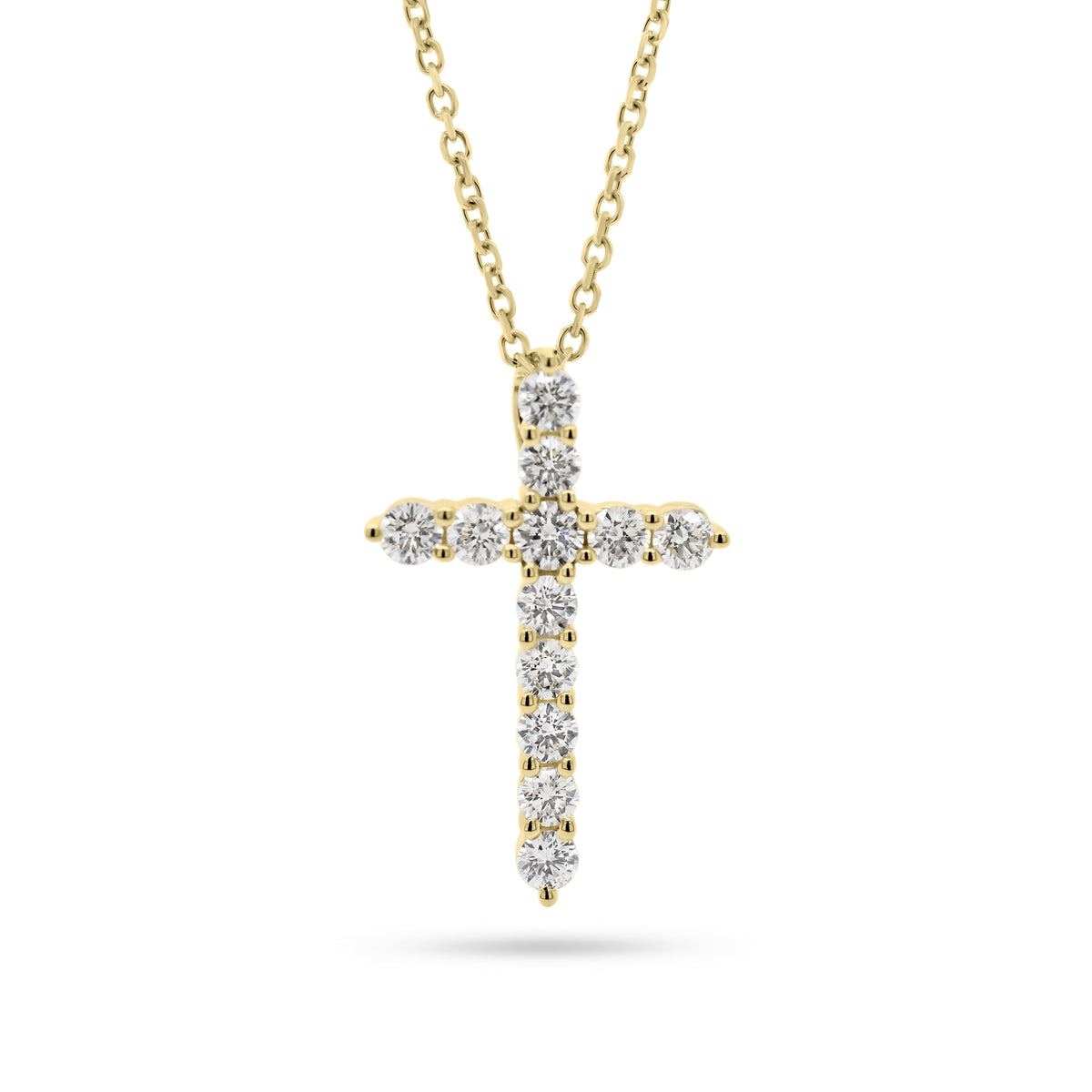 Diamond 12-Stone Cross Pendant  - 14K gold weighing 2.85 grams  - 12 round diamonds totaling 0.56 carats