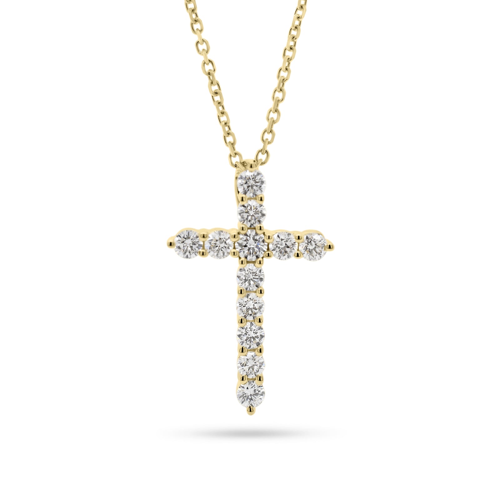 Diamond 12-Stone Cross Pendant  - 14K gold weighing 2.85 grams  - 12 round diamonds totaling 0.56 carats