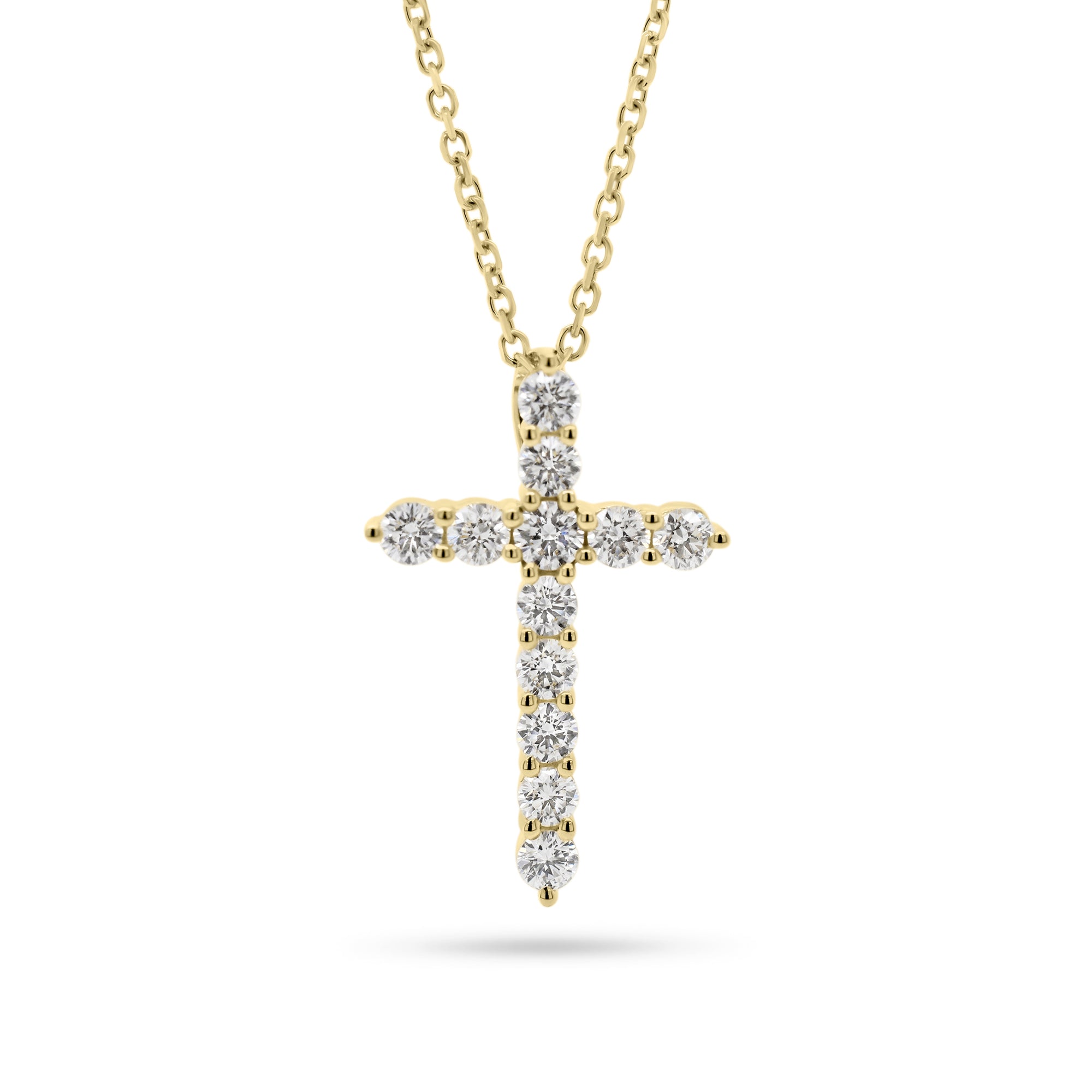 Diamond 12-Stone Cross Pendant  - 14K gold weighing 2.85 grams  - 12 round diamonds totaling 0.56 carats