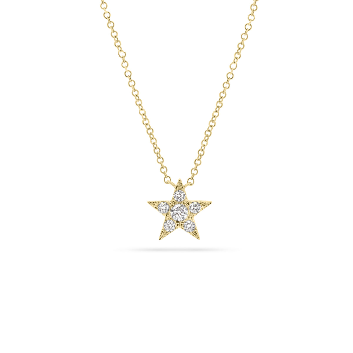 Diamond Twinkling Star Pendant  - 14K gold weighing 1.71 grams  - 6 round diamonds totaling 0.22 carats